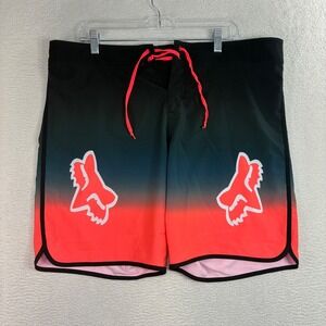 Fox Racing Board Shorts Men 38x8 Black Orange Swim Trunks Motocross Surf Beach